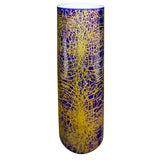 Modernist Round Vase with Cobalt Blue & Gold Brutalist Design