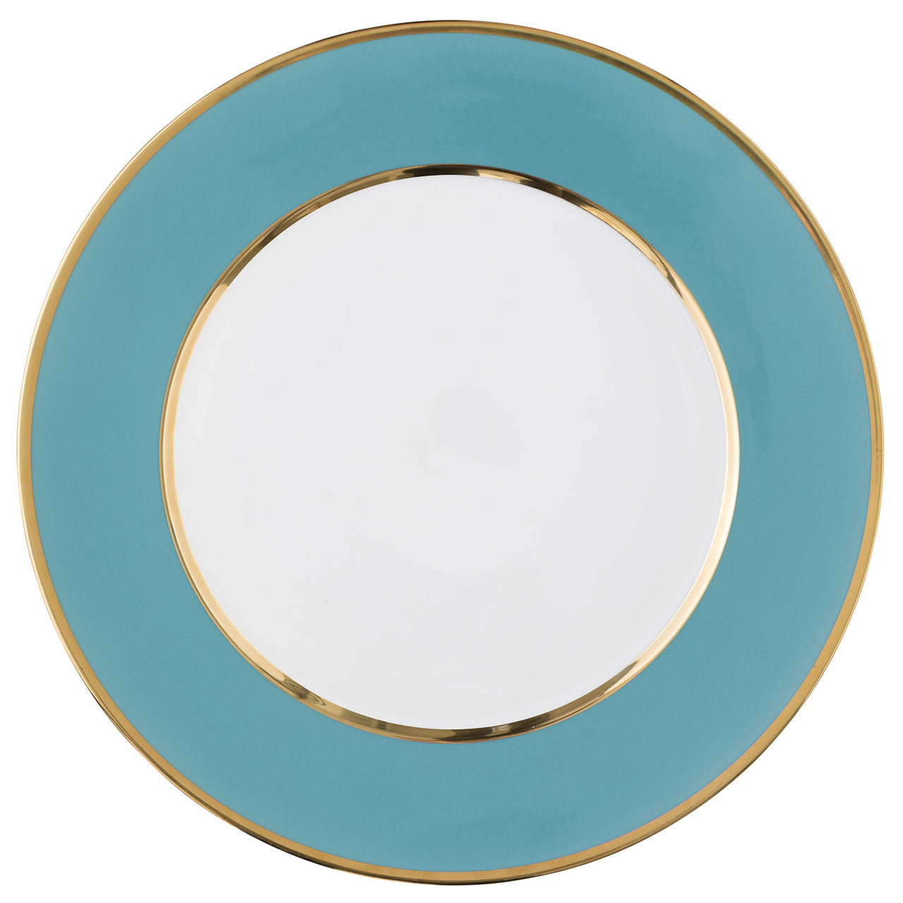 "Schubert" Charger in Light Gray Matte & Narrow Gold Rim